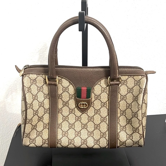 GUCCI SHERRY-  Line Monogram Boston Bag in Good Used Condition - Picture 1 of 11